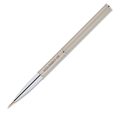 Beaute Galleria 1 Piece Kolinsky Sable Nail Art Liner Striping Brush, for Thin Fine Line Drawing, Detail Painting, Striping, Blending, One Stroke, Acrylic Nail Art Brush (Size: 0#) - size: Liner (10mm)