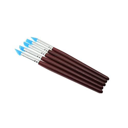 HAJXZH Set of Silicone Shapers Tools 5PCS Rubber Tip Silicon Brushes Silicone Brush Pottery Tool Used for Painting Smearing Clay Modeling Carving Pottery Mud Remove Fingerprints