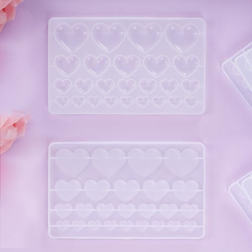 HOVEOX 3 Pieces Heart Shape Resin Molds Resin Heart Molds Heart Shape Resin Molds Silicone for Heart Resin Molds Craft (3)