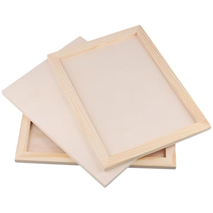 15 PCS 9x12 Inch Wood Canvas, Rectanglar Painting Canvas Board, Unfinished Wooden Panel Boards for Painting, Pouring Art Projects, DIY Craft - size: 9x12 Inch