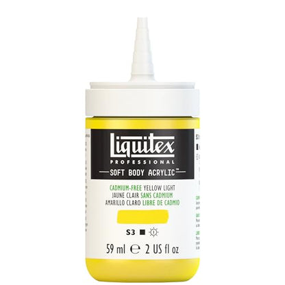 Liquitex Professional Soft Body Acrylic Paint, 59ml (2-oz) Bottle, Cadmium-Free Yellow Light - color: Cadmium-free Yellow Light, style: 2-oz Bottle