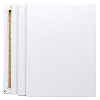 FIXSMITH Stretched White Blank Canvas - 12 x 16 Inch, Bulk Pack of 8, Primed, 100% Cotton, 5/8 Inch Profile of Super Value Pack for Acrylics,Oils & Other Painting Media. - size: 12"x16"