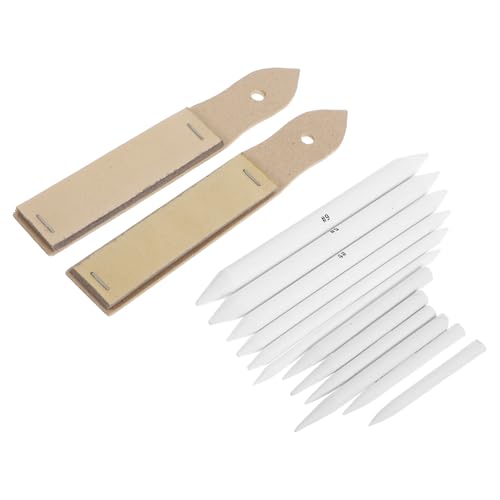 IDEANATEGRATE Blending Stump and Tortillions Set with Sandpaper Sharpener, 14pcs Sketching and Drawing Pencils Kit for Student Artists, Dark Gray Carrying Case, Paper Blending and Shading Tools