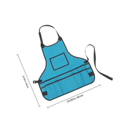 Gardening Apron with Back Multi-pocket Tool Storage Sleeveless Work Apron for Men and Women Sky-blue Suitable for Gardeners Artists and Architects