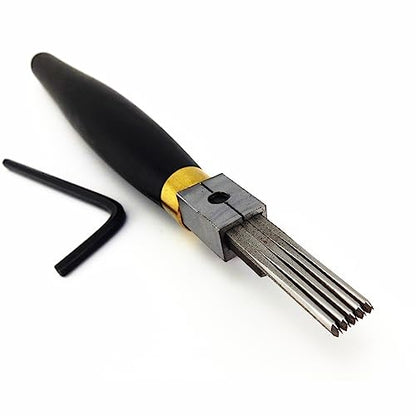 1pc Print Printmaking Copperplate Woodcut Wood Carving Push Rows Line Cutter Chisel Tool 5 lines 1.2mm Spacing U-shaped Round Groove Interchangeable Head