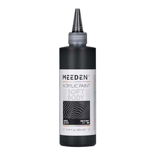 MEEDEN Mars Black Acrylic Paint: Matte Finish 250ml/8.45oz Soft Body Bulk Acrylic Colors in Ergonomic Bottle - Fluid Flow Art Paints for Adults Artists Canvas Art Painting - color: Mars Black