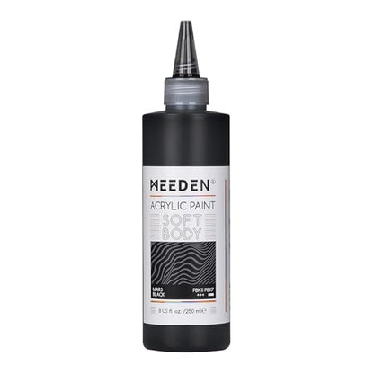 MEEDEN Mars Black Acrylic Paint: Matte Finish 250ml/8.45oz Soft Body Bulk Acrylic Colors in Ergonomic Bottle - Fluid Flow Art Paints for Adults Artists Canvas Art Painting - color: Mars Black