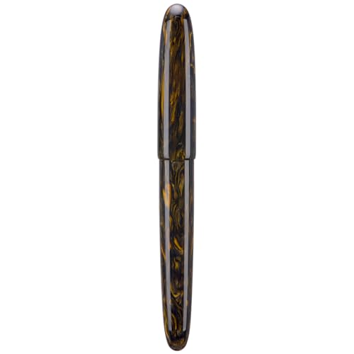 Asvine C80 Fountain Pen #8 Stub 1.1mm Nib Large Handcraft Calligraphy Art Drawing Pen with Converter Pen Case Collection Set (Brown Gold) - color: Brown Gold, style: Stub