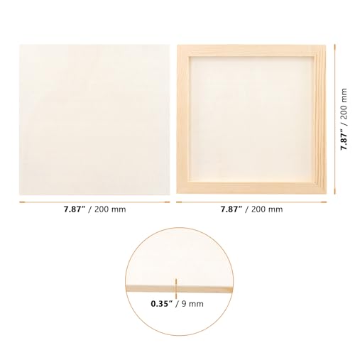 16 PCS 8 x 8 Inch Wood Canvas Boards, 0.35 Inch Thick Wood Panel Canvas Unfinished Wooden Panels for Painting,Craft, String Art, DIY