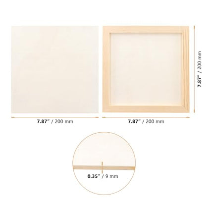 16 PCS 8 x 8 Inch Wood Canvas Boards, 0.35 Inch Thick Wood Panel Canvas Unfinished Wooden Panels for Painting,Craft, String Art, DIY