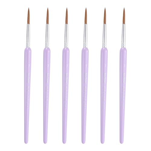 HARFINGTON 6pcs Detail Paint Brushes 24mm Pointed Tip Nylon Hair Miniature Painting Brush for Watercolor Oil Acrylic Painting(7#), Purple - color: Purple, size: 7# 24mm