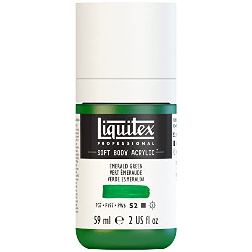 Liquitex Professional Soft Body Acrylic Paint, 59ml (2-oz) Bottle, Emerald Green - color: Emerald Green, style: 2-oz Bottle