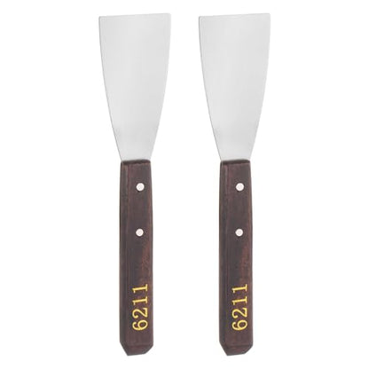 HARFINGTON 2pcs No.6211 Painting Palette Knives Stainless Steel Flat Large Spatula Pallet Knife Metal Scraper with Wood Handle for Oil Acrylic Paint Canvas Color Mixing Spreading