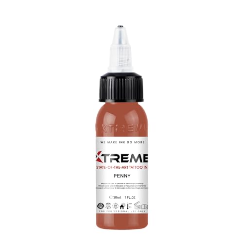 Xtreme Tattoo Ink, Versatile Medium Viscosity for Precision Tattooing, Rich Hue, Quick Healing, Acrylic-Free, Water Based and Premium Quality - Ready-to-Use Tattoo Ink (Penny, 1 oz) - color: Penny, size: 1 oz