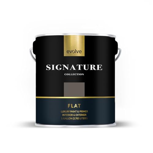 EVOLVE Signature Paint & Primer: Luxury Paint & Primer for Indoor & Outdoor Surfaces, Minimal Odor, Flat Sheen (1 Gallon, Volcano Brown) - color: Earthy Brown, size: 128 Fl Oz (Pack of 1)