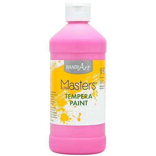 Handy Art Little Masters Tempera Paint, Pink, 16 oz Bottle, Bright & Mixable, High Opacity, Washable Colors for Classroom, Students, Kids, Young Artists, Safe & Non-Toxic, Made in USA - color: Pink, size: 16 Fl Oz (Pack of 1)