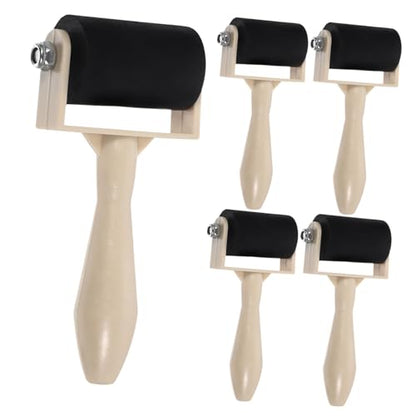 OHPHCALL Ergonomic Handle Printmaking Roller Ink Roller Tool Set Stamping Brayers for Art Supplies