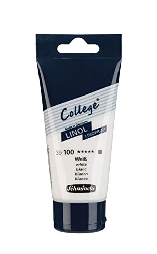 Schmincke - College Linol, Artists' lino Printing Inks, White in 75 ml Tube, 39100013, Low-Odour, Water-Based lino Printing Ink, lightfast, Even Print - color: White, size: 2.54 Fl Oz (Pack of 1)
