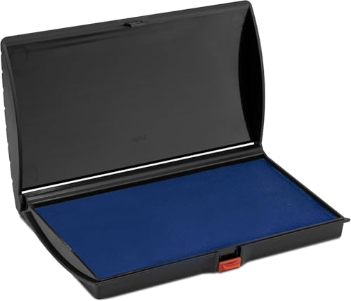 Large Premium Blue Ink Stamp Pad - 3" by 6" - Quality Felt Pad - Case with Closing snap - color: Blue, size: 3" x 6"