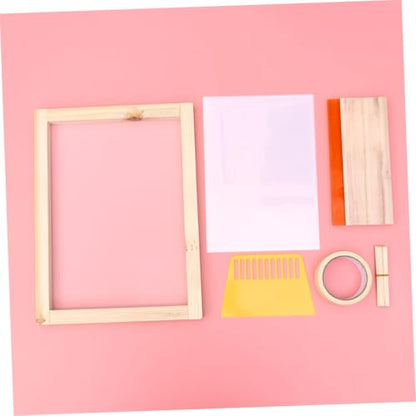 NUOBESTY 19-Piece DIY Screen Printing Kit for Beginners Silk Screen Frames Squeegees Inkjet Transparency Film Mask Tape Essential Printing Supplies for Crafting and Art Projects
