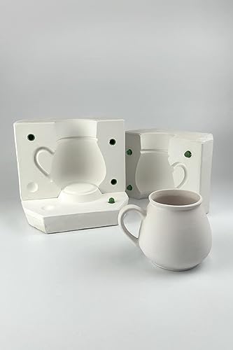 Verona Plaster Mold for Slip Casting Mug, Pottery Mold for Ceramic and Porcelain Clay, 13.5 oz Large Coffee Cup