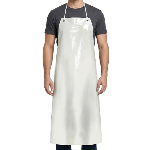 Xpose Safety Heavy Duty Vinyl Waterproof Aprons, White - For Home, Industrial and Commercial Use - Chemical Resistant - color: White - 8 Mil, style: 1 Pack