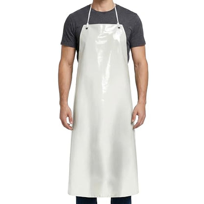 Xpose Safety Heavy Duty Vinyl Waterproof Aprons, White - For Home, Industrial and Commercial Use - Chemical Resistant - color: White - 8 Mil, style: 1 Pack