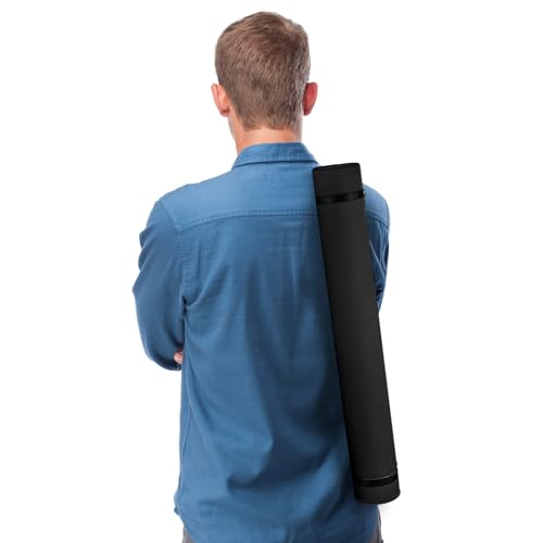 JJRING Black Poster Tube, 25" to 40" Extendable Poster Storage Holder Tube with Carrying Strap, Poster Carrying Case for Blueprints, Scrolls, Maps and Architect Papers - color: Black