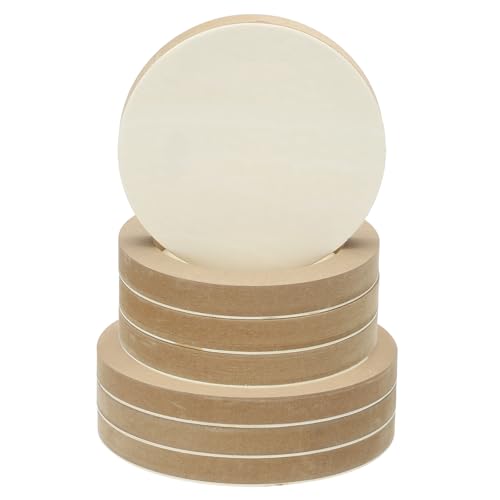 PATIKIL 6" 8" Round Wood Canvas Panels, 8pcs Unfinished Wood Plaque Disc Circle Board for Craft Projects, Art Painting, Carving, Engraving, DIY - size: 6"/8"