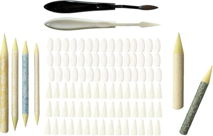 Tortillions Paper and Blending Stumps Art Blenders Rub Sponge for Shading and Smudging Set for Student Artist Charcoal Sketch Drawing Tools(G.96 Pieces(Black))