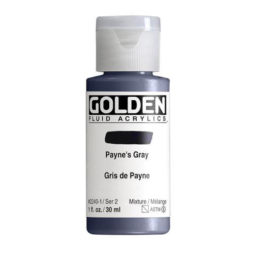 GOLDEN Fluid Acrylics, Payne's Gray, 1 fl. oz. Bottle, Professional Acrylic Paint, Semi-Transparent