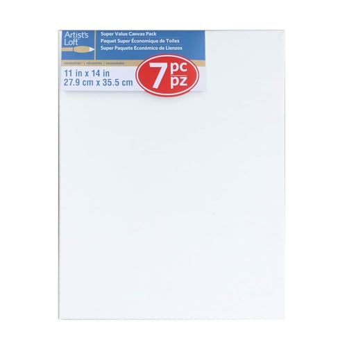 Artist's Loft 7 Count 11” x 14” Super Value Canvas Necessities - Acid Free Cotton Canvas for Paint, Acrylic, & Oils - 1 Pack - size: 11 x 14 inches