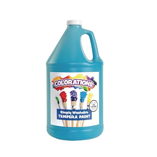 Colorations Paraben-Free Washable Tempera Paint for Kids - 1 Gallon Value Size. Vibrant Turquoise. Non-Toxic and Made in The USA - color: Turquoise