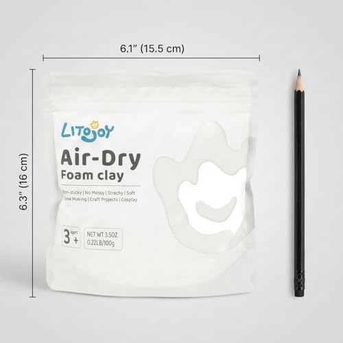 White Air Dry Foam Clay - 3.5 OZ (0.22 LB) 100 Grams - Modeling, Soft, Light Weight, for School Supply, Art Projects, Christmas Deco, Cosplay Props, Slime Supplies, Flower Mirror (White) - color: White