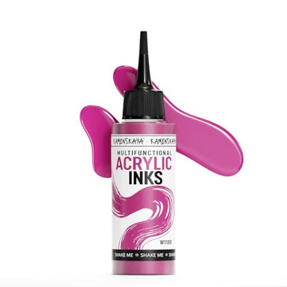 KAMENSKAYA Acrylic Inks for Artists - Bright Pink Acrylic Ink, 3.38 Fl Oz (100 ml) - color: Bright Pink