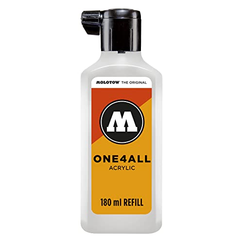 Molotow ONE4ALL Acrylic Paint Refill, For Molotow ONE4ALL Paint Marker, Signal White, 180ml Bottle, 1 Each (692.160) - color: White
