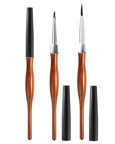 2Pcs Nail Art Brush Set, Multi-Functional 3D Nail Pen for Gel Extensions, Builder Nail Gel Design and Home DIY Manicure (Wood Color) - color: Wood Color 2PCS