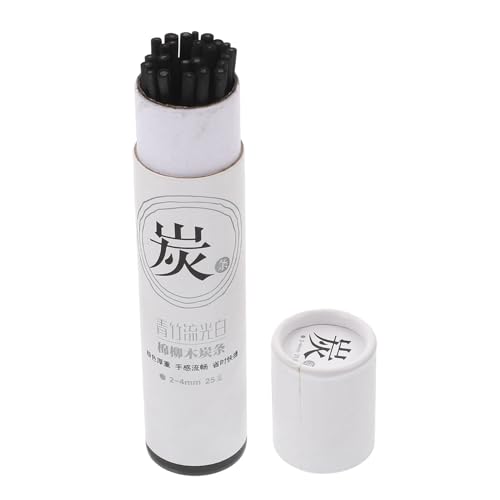 jojofuny 25Pcs Compressed Charcoal Sticks for Artists Durable Willow Drawing Pencils Smooth Surface Shading Sketching Supplies for Students and Professionals