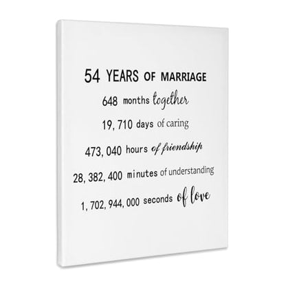 3dRose 54 Years of Marriage 54th Wedding Anniversary in months days hours Museum Grade Canvas Wrap 8x10 - size: 8"L x 10"W