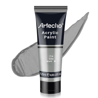 Artecho Grey Acrylic Paint, Grey Paint (120ml / 4.05oz) Tubes, Art Craft Paints for Canvas, Rock, Stone, Wood, Fabric, Art Supplies - color: Grey, style: Regular