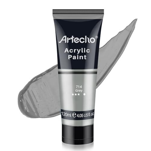 Artecho Grey Acrylic Paint, Grey Paint (120ml / 4.05oz) Tubes, Art Craft Paints for Canvas, Rock, Stone, Wood, Fabric, Art Supplies - color: Grey, style: Regular