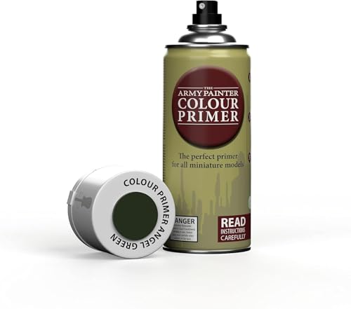 The Army Painter Colour Primer Angel Green, 400 mL Acrylic Spray Primer, Spray Paint Basecoat for Miniature Priming, Tabletop Roleplaying, Boardgames, and Wargames Miniature Modelling - color: Angel Green