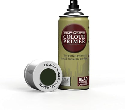 The Army Painter Colour Primer Angel Green, 400 mL Acrylic Spray Primer, Spray Paint Basecoat for Miniature Priming, Tabletop Roleplaying, Boardgames, and Wargames Miniature Modelling - color: Angel Green