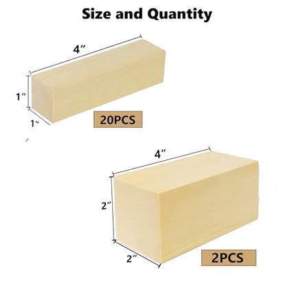 Ninekong 9PCS Basswood Carving Blocks with 2 Sizes，Whittling Wood Carving Kit,Soft Basswood for Carving(4"x1"x1",4"x2"x2") - size: 9 pieces in 2 size
