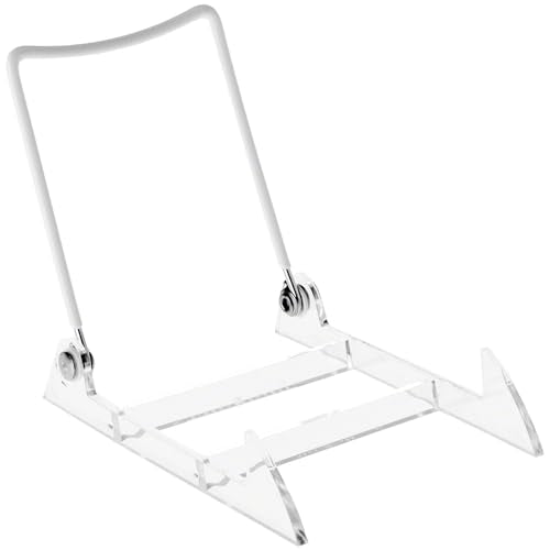 GIBSON HOLDERS 2PL Adjustable White Wire and Clear Acrylic Display Easel, 3.875" W x 5.375" D x 4.75" H, Pack of 6 - size: 6-Pack