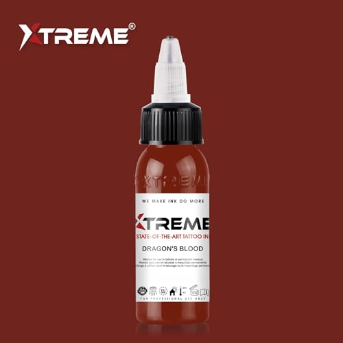 Xtreme Tattoo Ink, Versatile Medium Viscosity for Precision Tattooing, Rich Hue, Quick Healing, Acrylic-Free, Water Based and Premium Quality - Ready-to-Use Tattoo Ink (Dragon's Blood, 0.5 oz) - color: Dragon's Blood, size: 0.5 fl oz