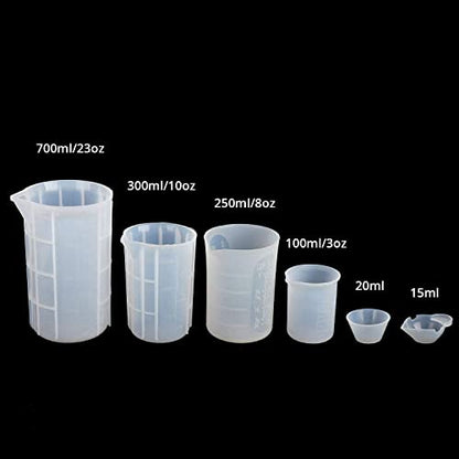 Gartful 9PCS Silicone Mixing Cups Set, Resin Casting Tool Kit, DIY Craft Set for Epoxy, 1pcs 700ml Oversize Measuring Cup, 1pcs 250ml Large and 3pcs 100ml Reusable Measurements Cups, 4pcs Mixing Cups - size: Large-700ml*1+250ml*1+100ml*3+mini size*4