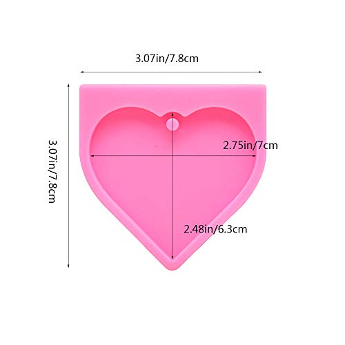 Big Heart Shape Silicone Mold Large Love Heart Keychain Charms Epoxy Resin Molds Casting Molds with Hole for DIY Crafts Making - 2 PCS