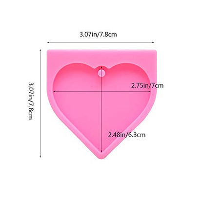 Big Heart Shape Silicone Mold Large Love Heart Keychain Charms Epoxy Resin Molds Casting Molds with Hole for DIY Crafts Making - 2 PCS
