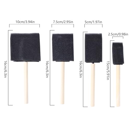 Twenty Pcs Sponge Paint Brush Set Assorted Sizes Wood Handle Foam Brushes for Painting Staining Varnish Craft - size: 5cm diameter